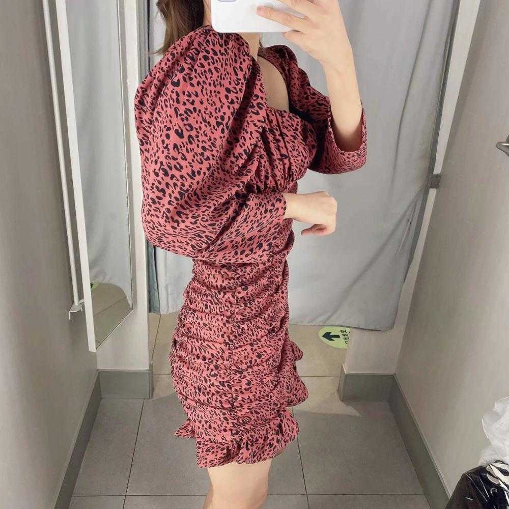 Women Dress Faux Jewelry Button Square-neck Long Sleeves Mini Dress Ruffled Hem Elegant casual vestidos femme robe 210709