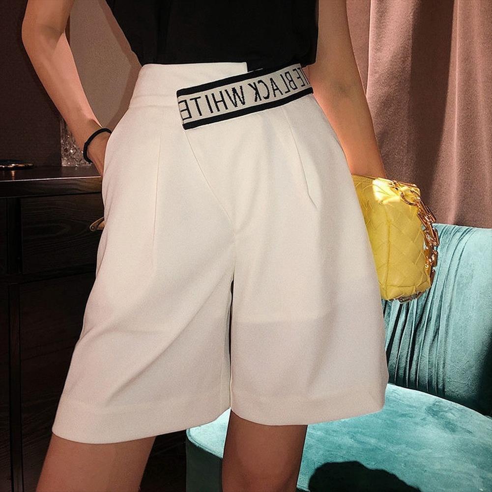 casual summer korean style womens shorts five point straight loose thin design irregular polyester letter high white, White;black
casual summer korean style womens shorts five point straight loose thin design irregular polyester letter high white, White;black