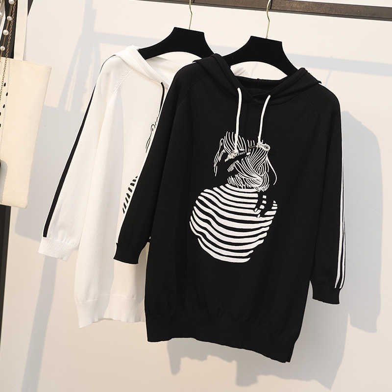 L-4XL plus size women casual hooded kint sweater pullover long sleeve print Spring autumn basis kint sweaters jersey mujer 210604, White
L-4XL plus size women casual hooded kint sweater pullover long sleeve print Spring autumn basis kint sweaters jersey mujer 210604, White