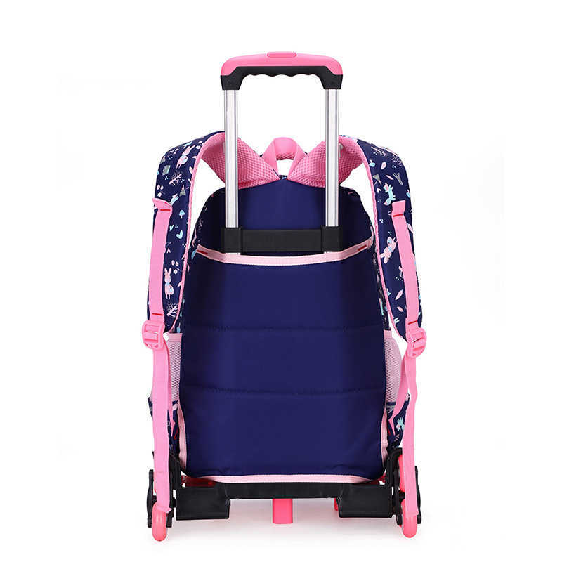 Student School bag Rolling Backpack kids Trolley bag for girl school backpack wheeled bag child waterproof backpack wheels 210809