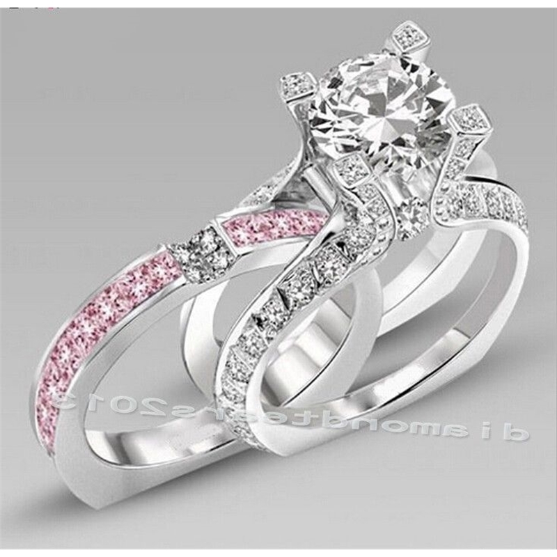 Size 5-10 Luxury Jewelry 10kt white gold filled Pink Cubic Zirconia Women Wedding Engagement Ring set gift choucong
Size 5-10 Luxury Jewelry 10kt white gold filled Pink Cubic Zirconia Women Wedding Engagement Ring set gift choucong