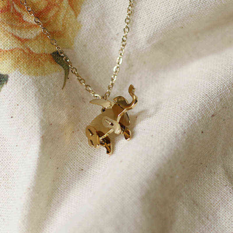 YUN RUO Elephant Pendant Necklace Rose Gold Color Fashion Titanium Steel Woman Jewelry Christmas Gift Never Fade Drop Shipping H1125