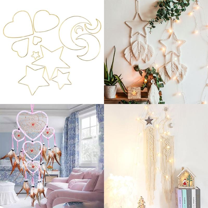 Pcs/Set Stars Moon Love Heart Metal Craft Hoops Macrame Dream Catcher Rings Decorative Objects & Figurines
Pcs/Set Stars Moon Love Heart Metal Craft Hoops Macrame Dream Catcher Rings Decorative Objects & Figurines