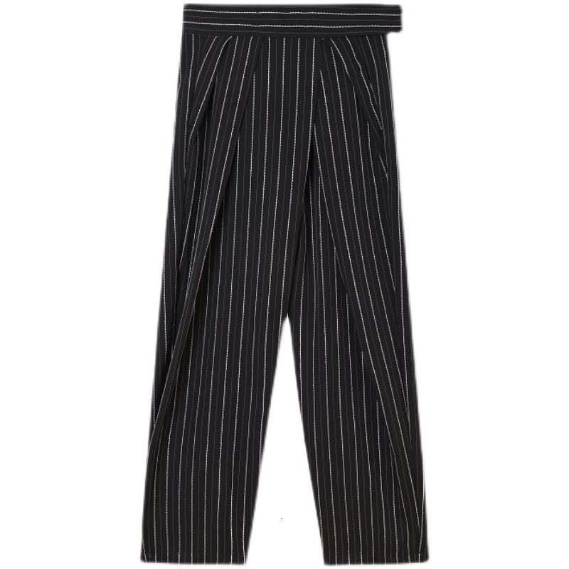 IEFB Personality Stripe Wide Leg Long Pants Temperament High Waist Casual Streetwear Trousers 9Y6660 210524