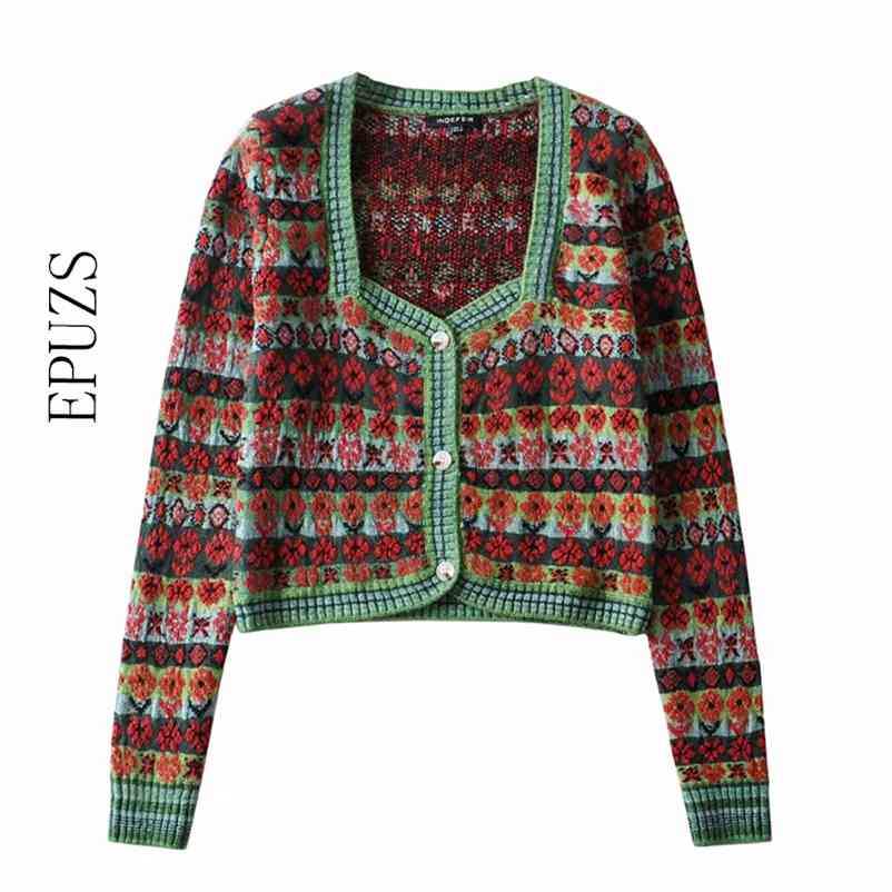 Vintage flower Jacquard Cardigan sweater women Cropped winter Knitted Crop Sweater Korean 210521, Green
Vintage flower Jacquard Cardigan sweater women Cropped winter Knitted Crop Sweater Korean 210521, Green