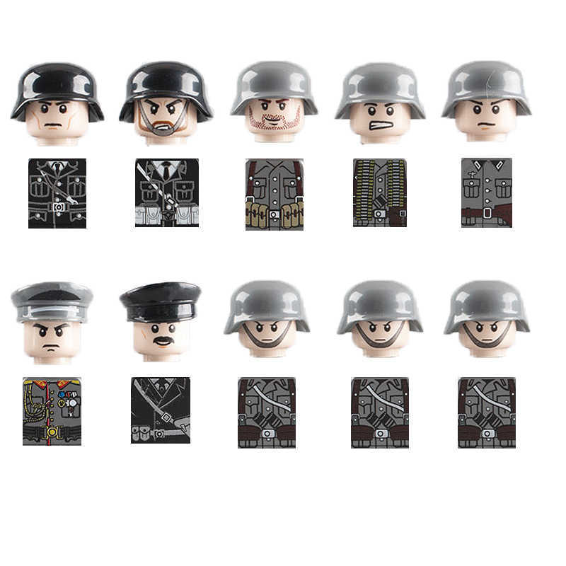 Military WW2 German Building Blocks Minifigs Soldiers Officers 98k Gun Accessories Mini Bricks Children Educational Toys Gift Y0808