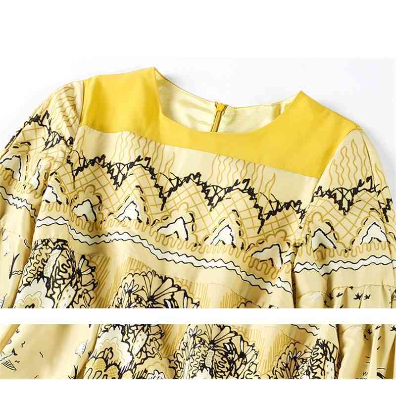 Summer Fashion Runway Dress Women's Long Sleeve Casual Printed Vacation vestidos 210522