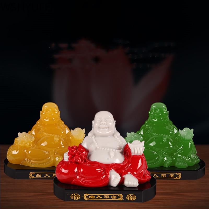 

Decorative Objects & Figurines Lucky Laughing Buddha Sculpture Modern Art Resin Statue Home Decoration Accessories Ornaments Wealth Gifts
