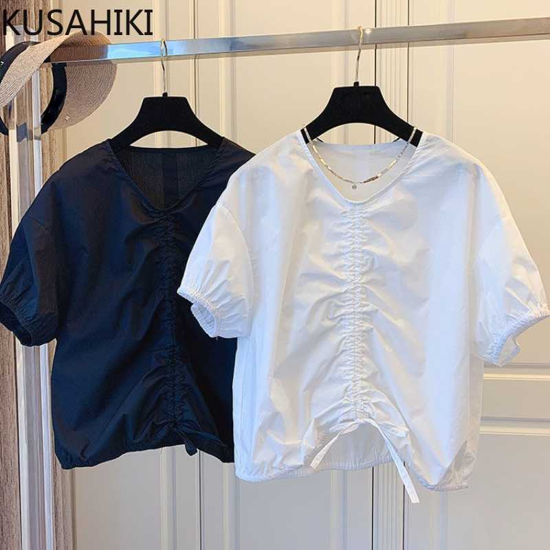 KUSAHIKI Korean Drawstring V-neck Women Blouses Causal Puff Short Sleeve Top Shirts Summer Solid Blusas De Mujer 6H623 210602, Black
KUSAHIKI Korean Drawstring V-neck Women Blouses Causal Puff Short Sleeve Top Shirts Summer Solid Blusas De Mujer 6H623 210602, Black