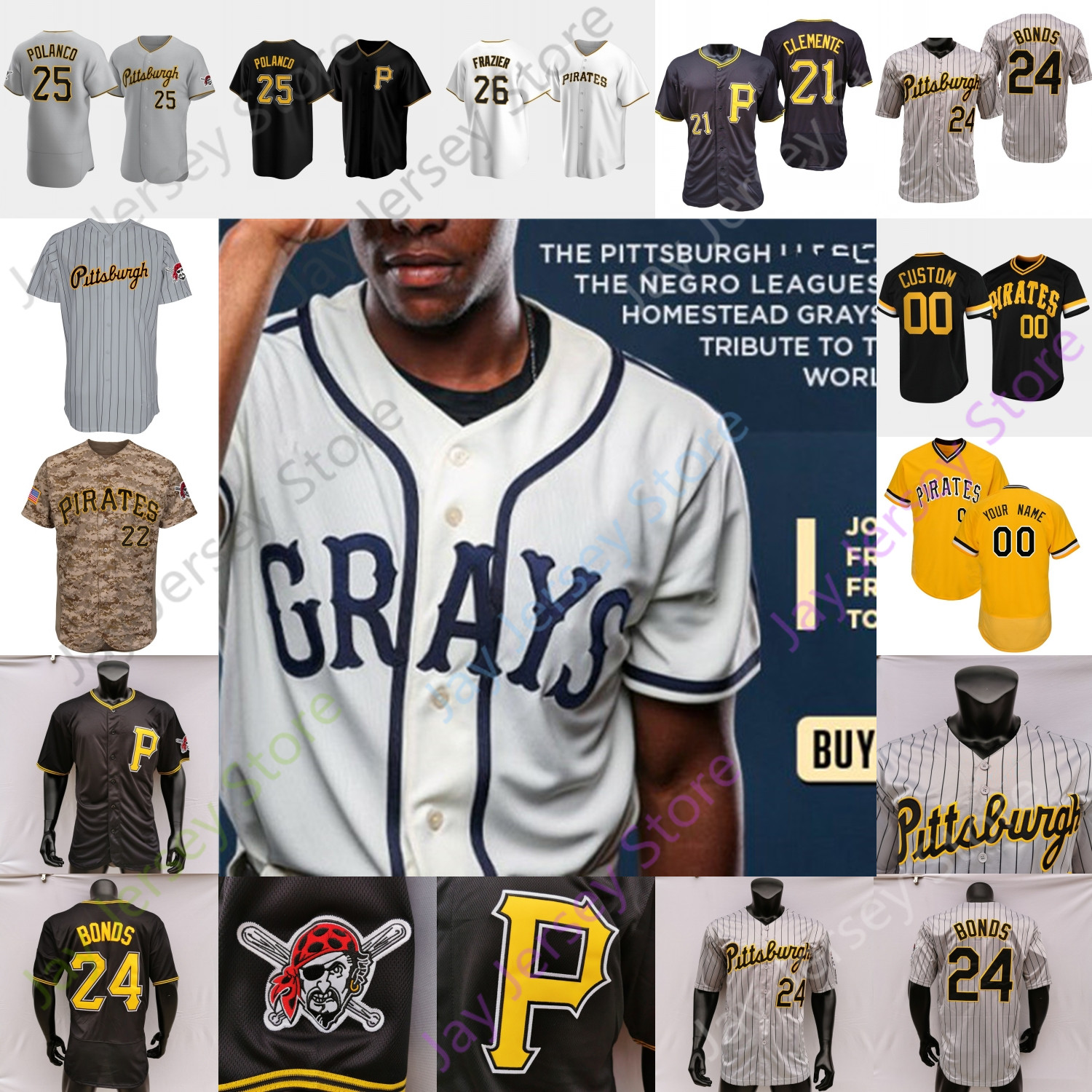 Custom Homestead Grays Jersey Gregory Polanco Adam Frazier Kevin Newman Bryan Reynolds Anthony Alford Colin Moran Ke'Bryan Hayes Erik Gonzalez Michael Stallings, New fan's versions white
Custom Homestead Grays Jersey Gregory Polanco Adam Frazier Kevin Newman Bryan Reynolds Anthony Alford Colin Moran Ke'Bryan Hayes Erik Gonzalez Michael Stallings, New fan's versions white