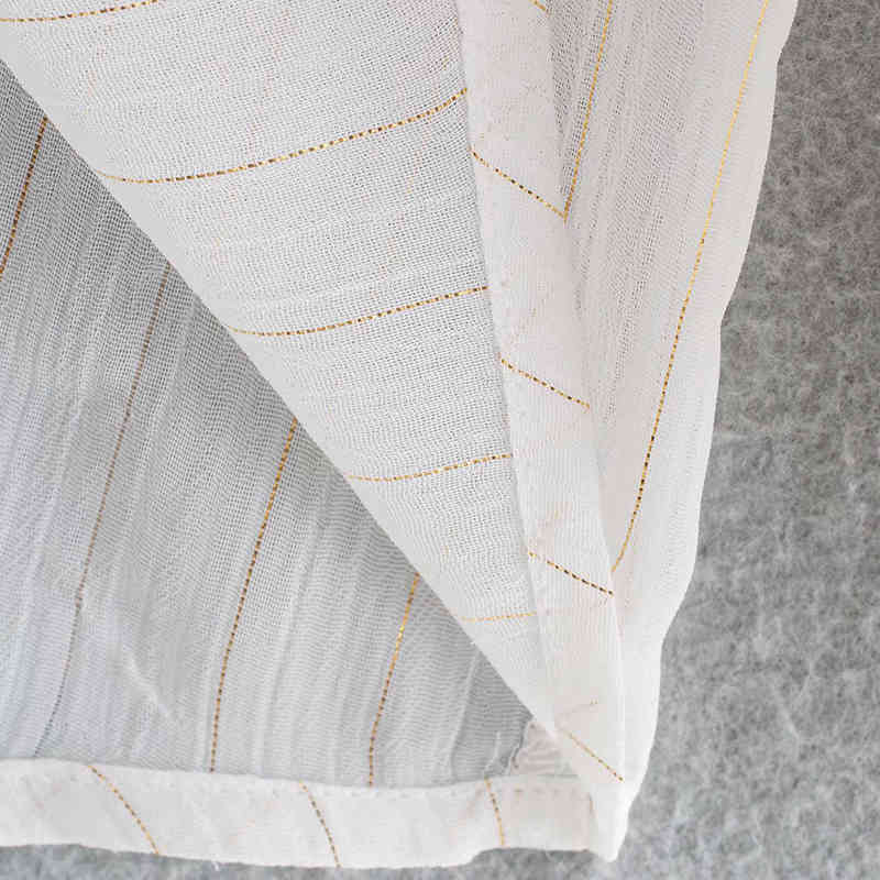 Women Retro Simplicity Temperament Golden Lines Translucent Shirt Female Loose Lapel Long Sleeve Chic Top 210520