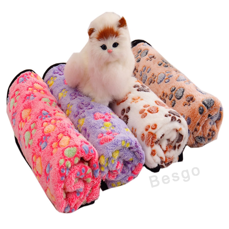 

Paw Print Pet Blanket kennels pens Puppy Dogs Sleep Pad Mat Winter Warm Soft Coral Fleece Dog Cat Throw Blankets Pets Supplies DBC BH2860, Multi color