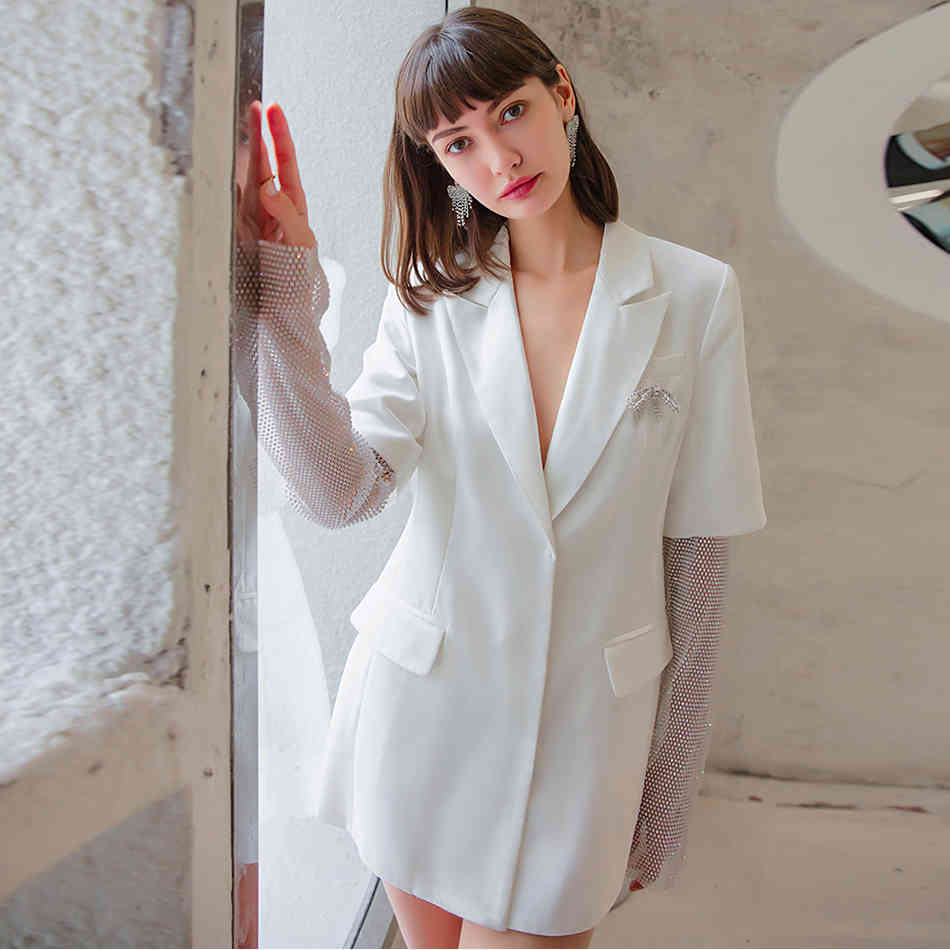 Free Vintage Patchwork Diamonds Women Blazer Notched Long Sleeve Tunic Hit Color Casual Suit Female Fashion Clothes 210524