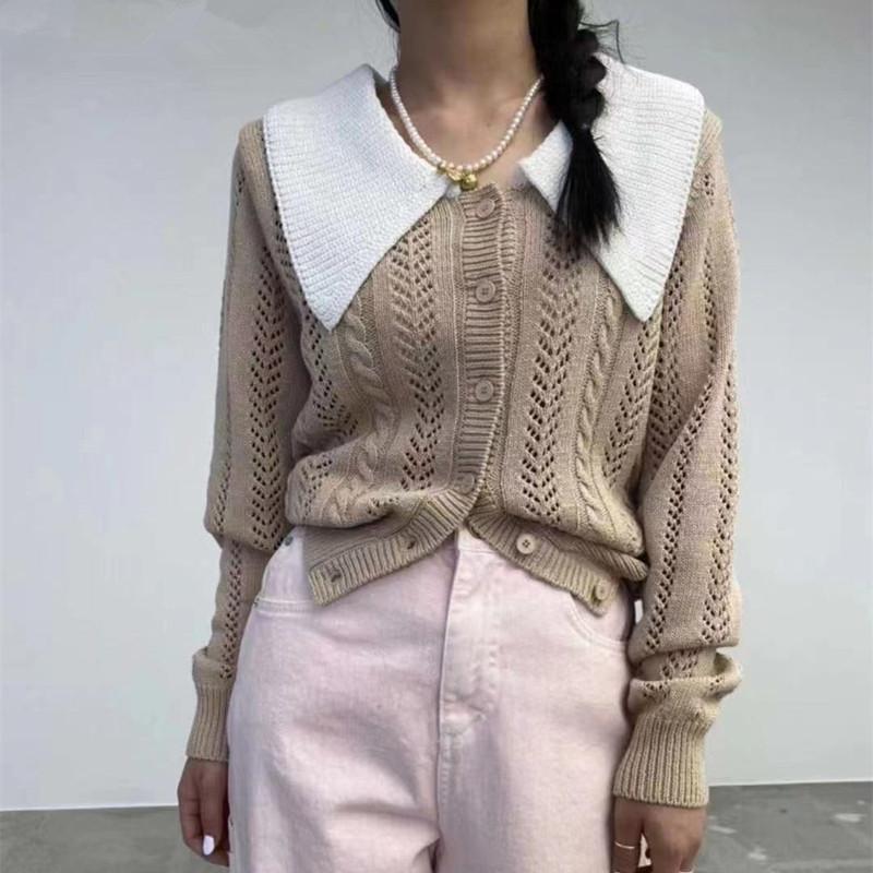 Women's Knits & Tees 2021 Autumn Winter Sweater Fashionable Elegant Sailor Collar Buttons Cardigans Cut Out Tops, White
Women's Knits & Tees 2021 Autumn Winter Sweater Fashionable Elegant Sailor Collar Buttons Cardigans Cut Out Tops, White