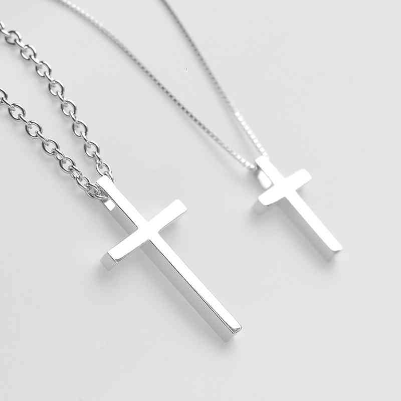 999 Full Silver Necklace Male and Female Lovers Cross Pendant Jesus Gift Christ Clavicle Decoration
