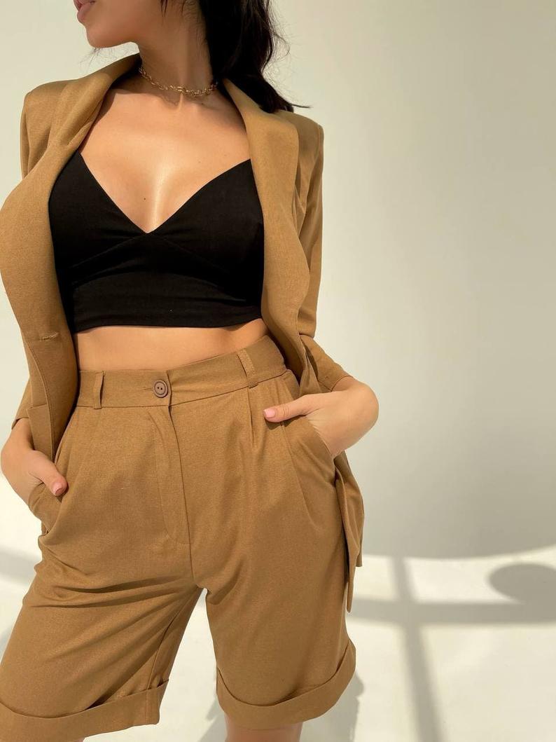 Bright Green Mother Of The Bride Pants Suits Summer Short Women Business Formal Work Blazer Suit 2 Pieces