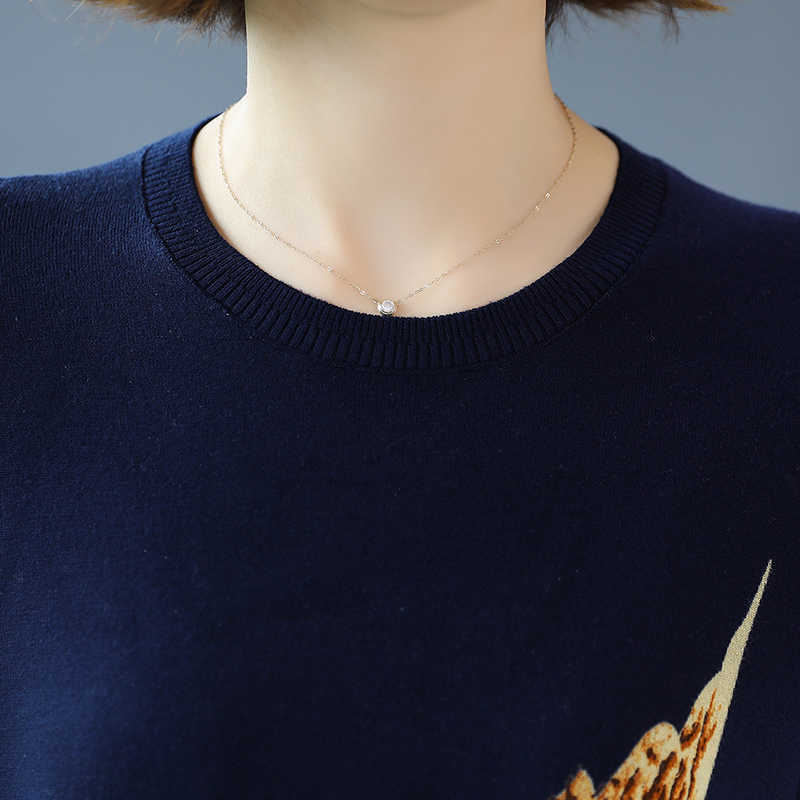YISU Autumn Winter Casual Knitted Sweater Women Pullover Sweaters Loose Jumper O neck Long sleeve Printed sweater Women 210908