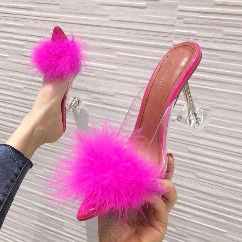 Summer Woman Pumps PVC Transparent Feather Perspex Crystal High Heels Fur Mules Sandals Ladies Slides Shoes Plus Size, Black
Summer Woman Pumps PVC Transparent Feather Perspex Crystal High Heels Fur Mules Sandals Ladies Slides Shoes Plus Size, Black