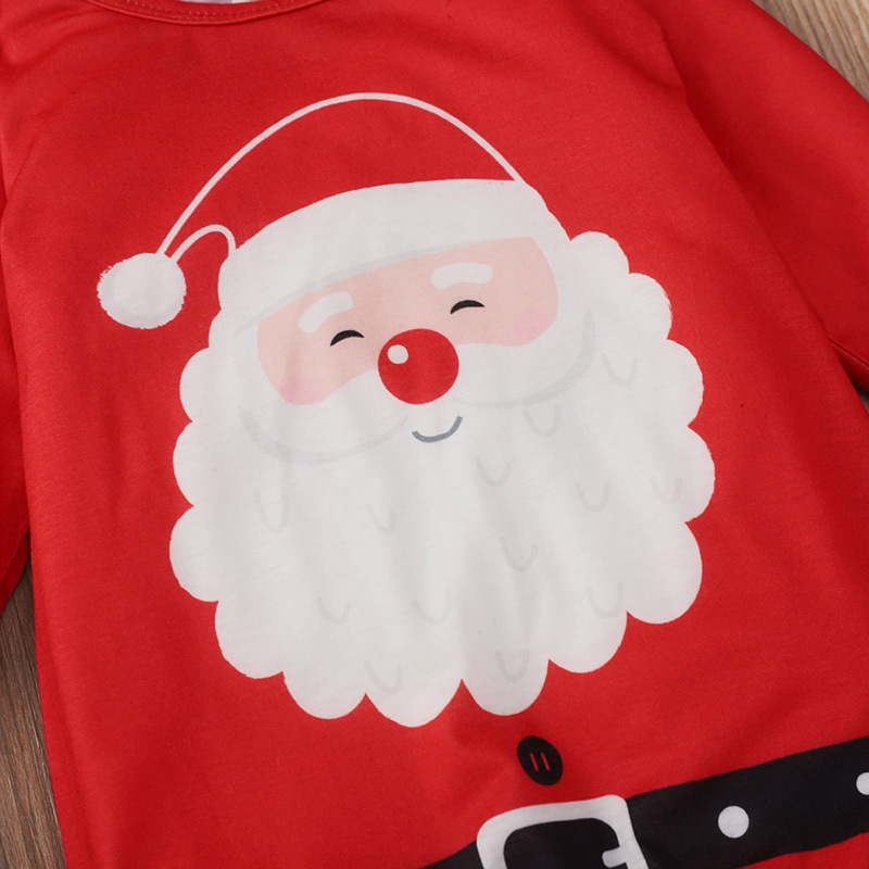 Xmas Spring Autumn baby Girls Clothes Fashion Children Rompers Girl Red Santa Printde Long Sleeve Round Neck Middle Children's Jumpsuits Kids Clo