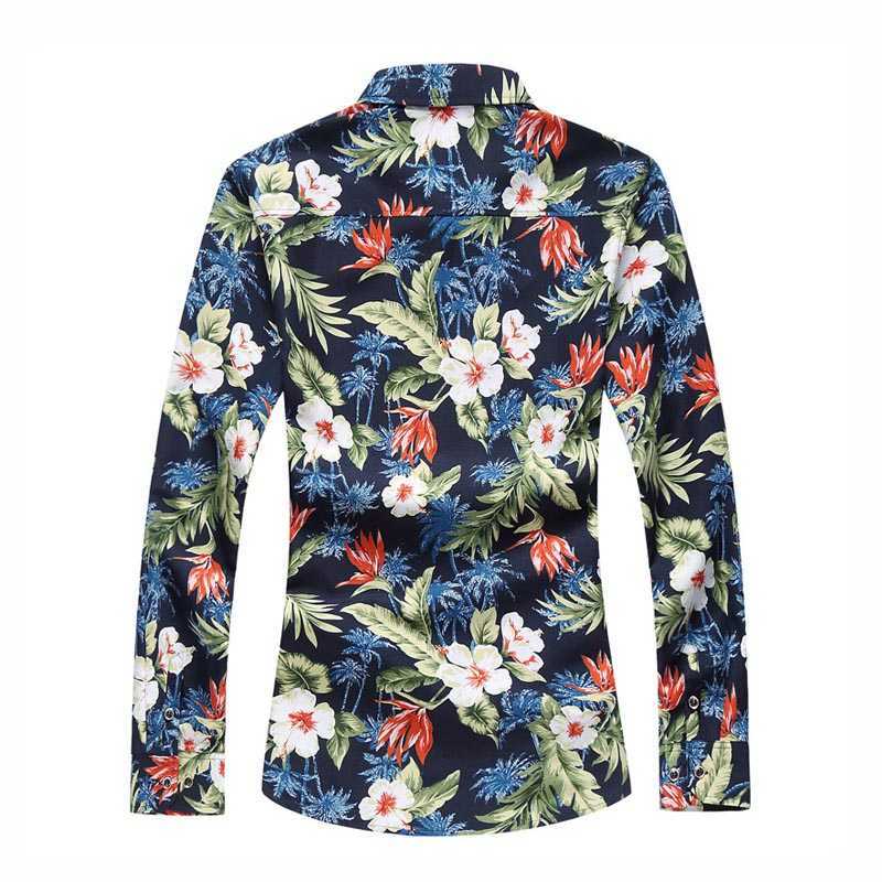 Spring Autumn Men's Floral Casual Button Down Long Sleeve Hawaiian Shirt Plus Size 5XL 6XL 7XL 210528