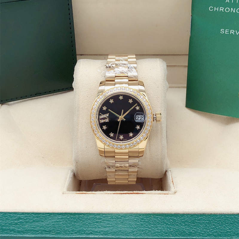 Classic simple ladies 31 mm automatic mechanical watch five-pointed bezel set with small diamond stainless steel folding buckle, Slivery;brown
Classic simple ladies 31 mm automatic mechanical watch five-pointed bezel set with small diamond stainless steel folding buckle, Slivery;brown