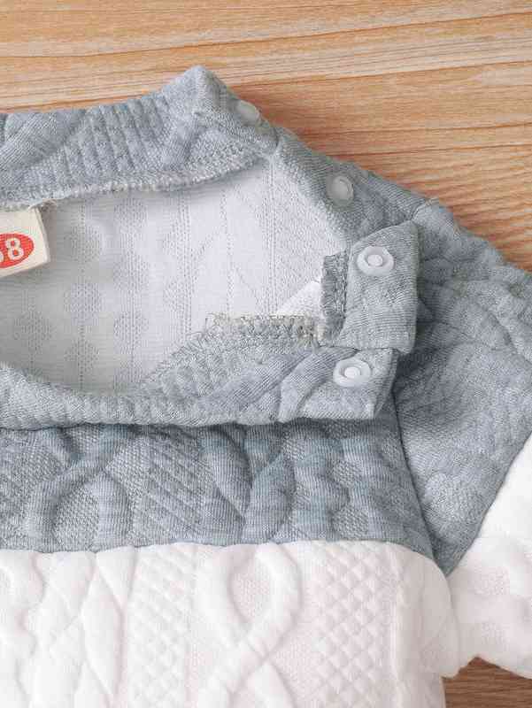 Baby Color Block Cable Textured Pullover & Sweatpants SHE