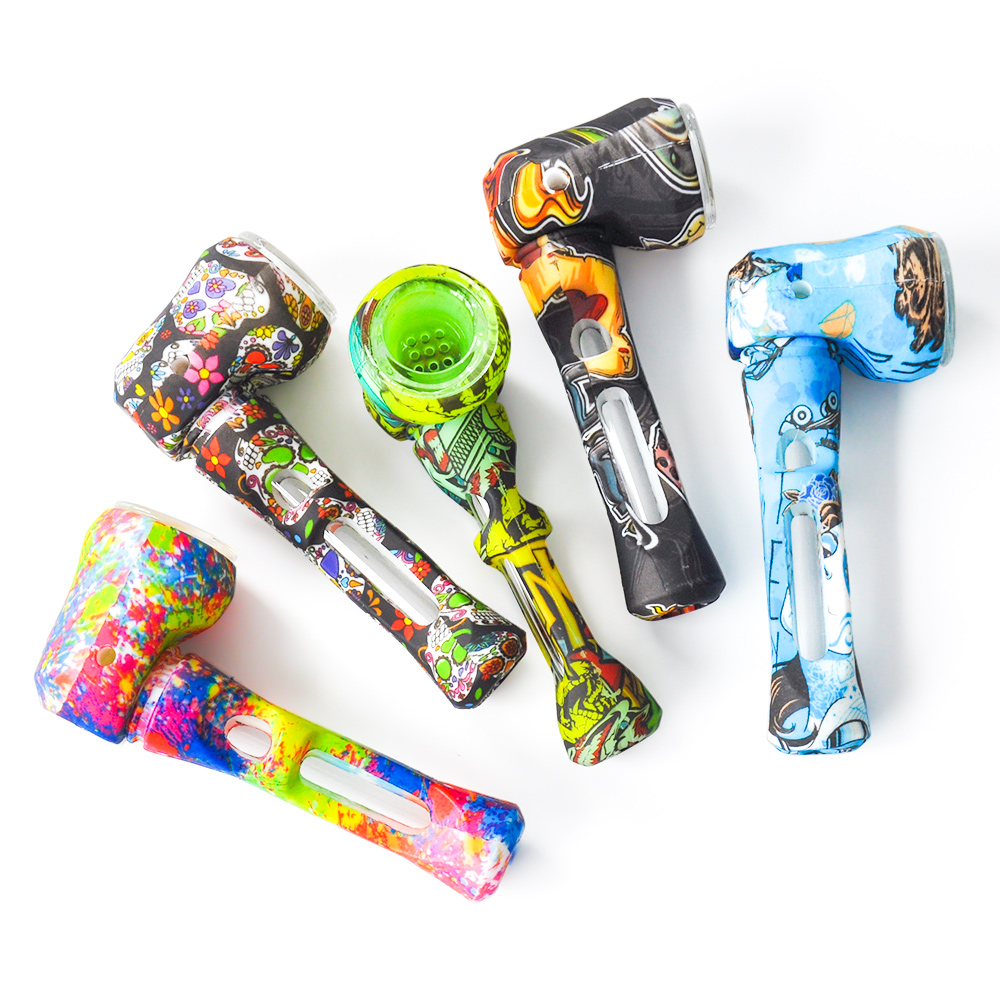 Printing 4.0inches Silicone Smoking Pipe Tobacco Hand Pipes with glass bowls oil rigs water bongs smoke accessory
Printing 4.0inches Silicone Smoking Pipe Tobacco Hand Pipes with glass bowls oil rigs water bongs smoke accessory