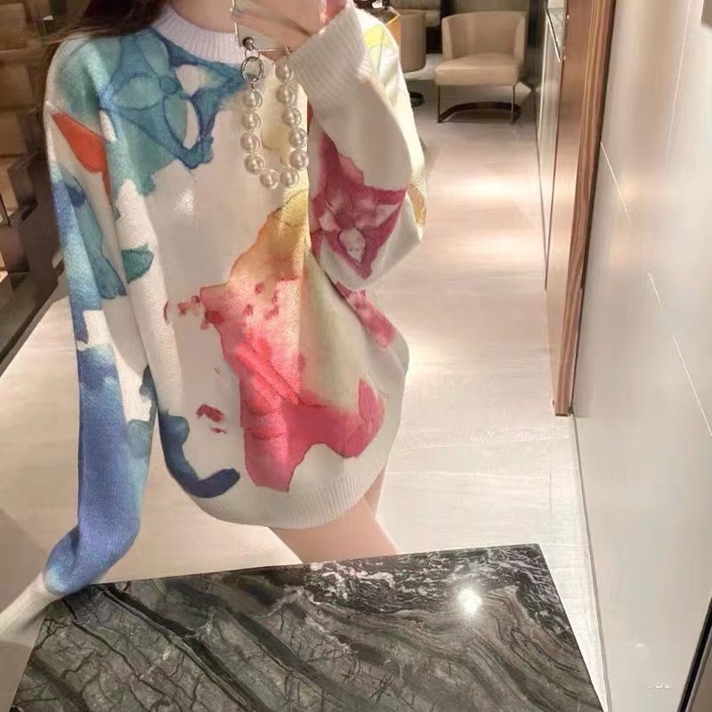 Women's Sweaters Watercolor Graffiti Sweater Loose Long Thin Tie-dye Autumn Long-sleeved Pullover Knit Tops Female Drop, As picture
Women's Sweaters Watercolor Graffiti Sweater Loose Long Thin Tie-dye Autumn Long-sleeved Pullover Knit Tops Female Drop, As picture