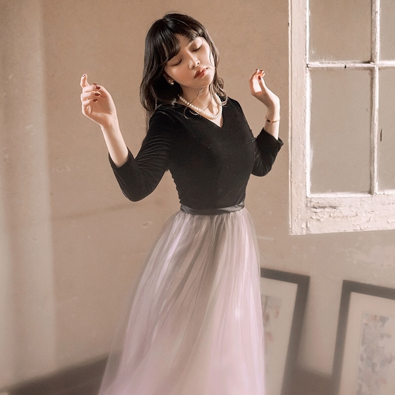 Elegant black V-neck Dress Gradient backless sequins party event dress Women Formal Event Vestidos 210421