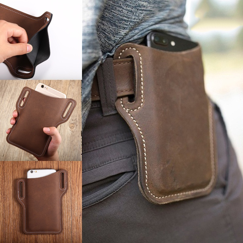 Upgrade New Men Leather Vintage Pack Waist Bag Belt Clip Phone Holster Travel Hiking Cell Mobile Phone Case Belt Pouch Purse от DHgate WW