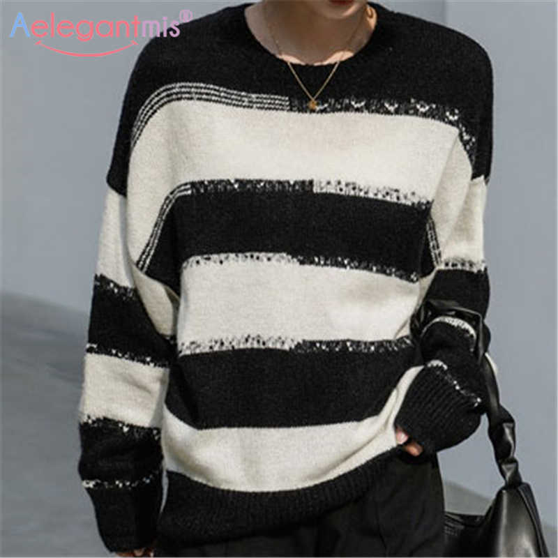 Aelegantmis Thin White Black Oversize Striped Pullover Women Korean Harajuku Female Knitted Sweater Spring Outwear Street 210607, Apricot
Aelegantmis Thin White Black Oversize Striped Pullover Women Korean Harajuku Female Knitted Sweater Spring Outwear Street 210607, Apricot