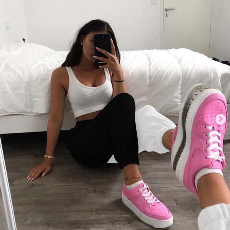 Half Black Half White Pants Women Trousers Sweat Baggy Pants Women Joggers High Waist Sweatpants For Women Streetwear 210319