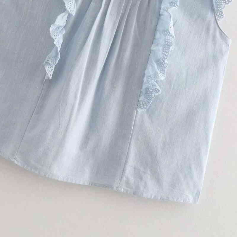 casual lady ruffles pleats decoration vest blouse fashion women stand collar shirt summer loose tops chemise blusas S3176 210430Z