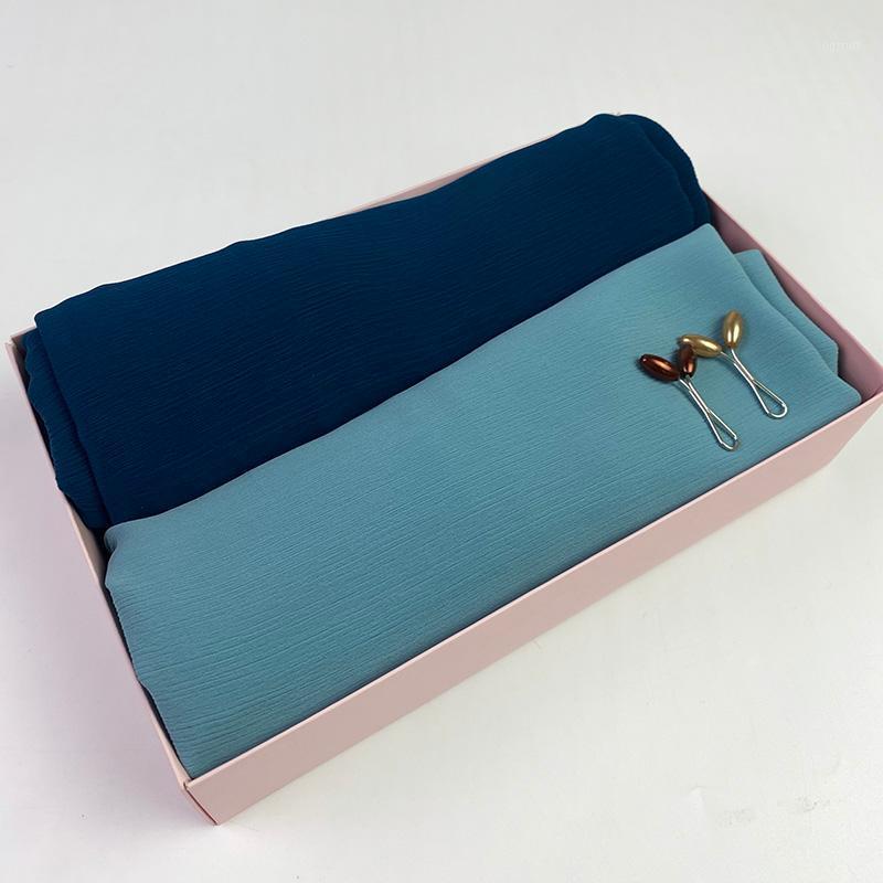 Scarves 2pc/box Women Bubble Chiffon Scarf Solid Pleated Muslim HeadScarf Ladies Shawl And Wrap Female Foulard Hijab Custom Box, Blue;gray
Scarves 2pc/box Women Bubble Chiffon Scarf Solid Pleated Muslim HeadScarf Ladies Shawl And Wrap Female Foulard Hijab Custom Box, Blue;gray