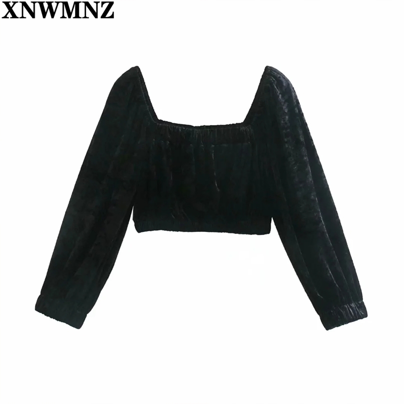 Shirt fashion women tops Velvet crop top Feminine Retro long balloon sleeve elastic trims shirts summer Women's TOP 210520, Black
Shirt fashion women tops Velvet crop top Feminine Retro long balloon sleeve elastic trims shirts summer Women's TOP 210520, Black