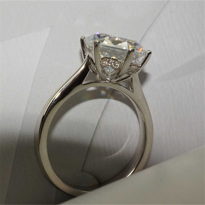 Classic 4 Carat Solitaire Engagement Ring 6 Claws NSCD for Women 925 Sterling Silver Wedding 210701
