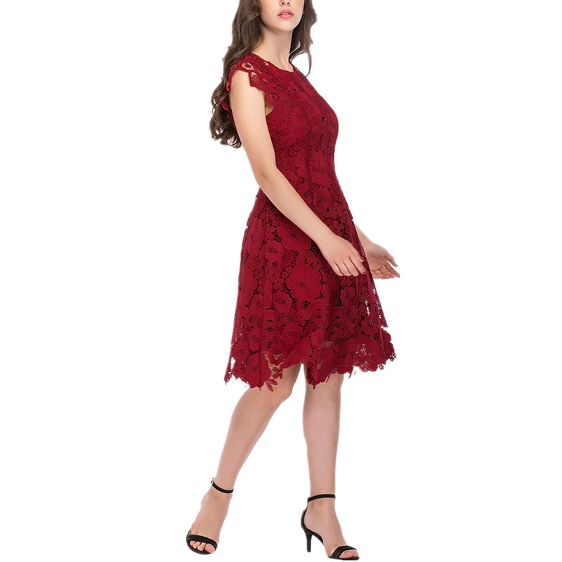 Arrival Small Fragrant Wind Wine Red Sleeveless Lace Dress Sexy Slim Summer Runway Dresses 210520