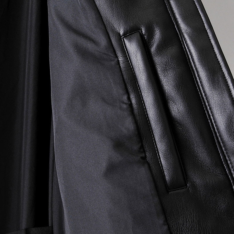 Winter Casual Faux Leather Black Coat Women Long Sleeve Thick Warm Jacket Lady Pu Midi Hooded Tops 210515