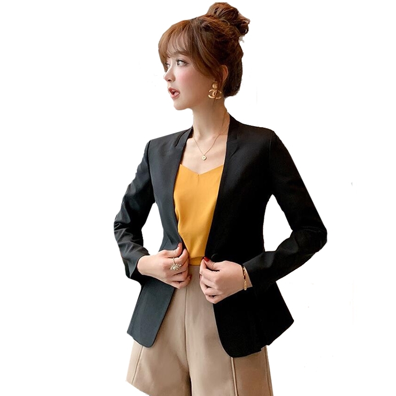 Red Black Casual Blazer Notched Collar Women Jacket Full Sleeve Fashion Outerwear Female Blaser Tops 210514