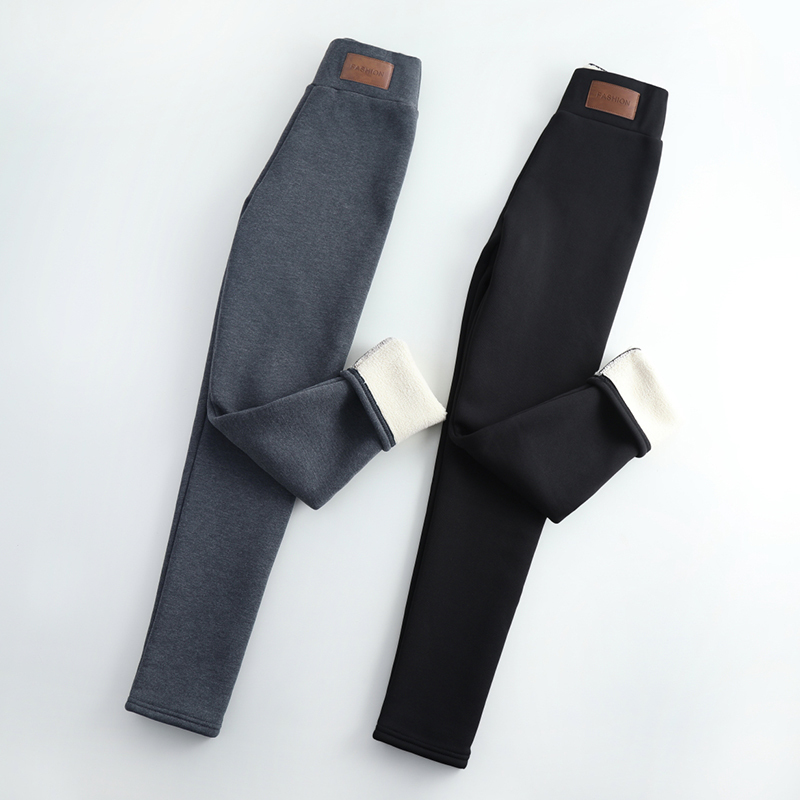 Cashmere Women Outer Wear PlusAutumn and Winter Velvet Thickening Stretch Warm Pants Solid Trousers Pantalon 11526 210508