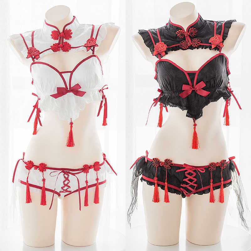 Gothic Vintage Cheongsam Lingerie Set Sexy Maid Demon Cosplay Uniform Lolita Lace Embroidery Tassels Private Underwear Set X0626, White
Gothic Vintage Cheongsam Lingerie Set Sexy Maid Demon Cosplay Uniform Lolita Lace Embroidery Tassels Private Underwear Set X0626, White