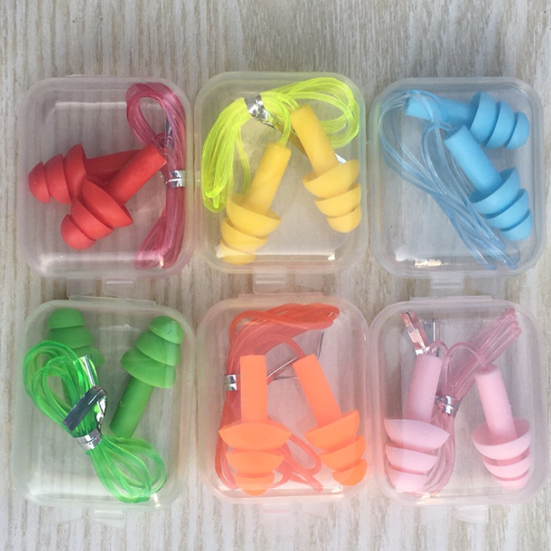 Wholesale Plastic Earplugs Swimmers Soft and Flexible Ear care Plugs with rope for travelling sleeping reduce noise Earplug