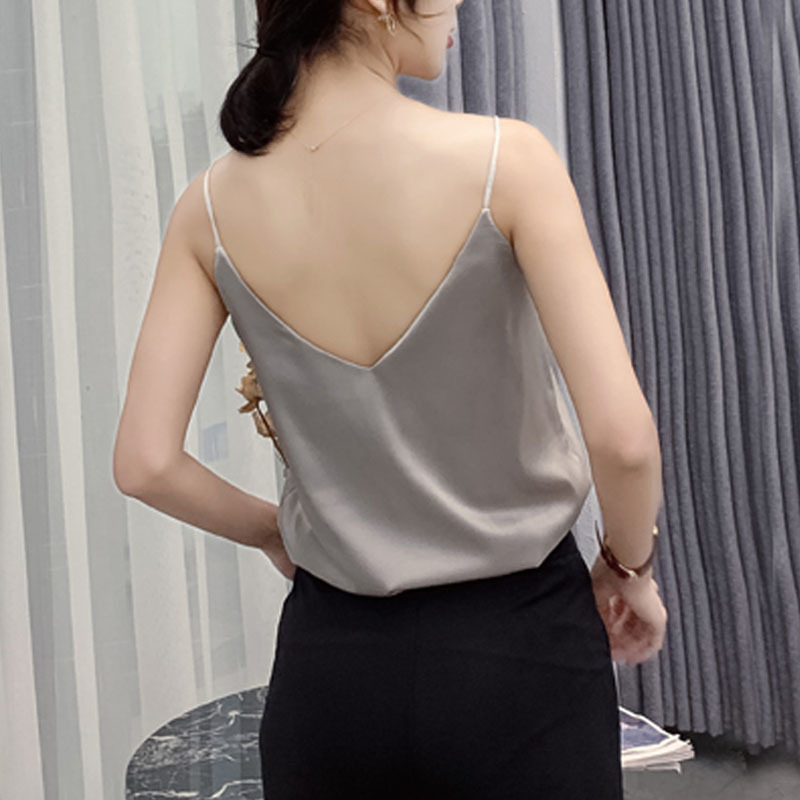 Silk Camis Women Satin Tops Sexy V Neck Vest Basic Tank Woman Sleeveless Solid Plus Size Summer Clothes 13694 210506