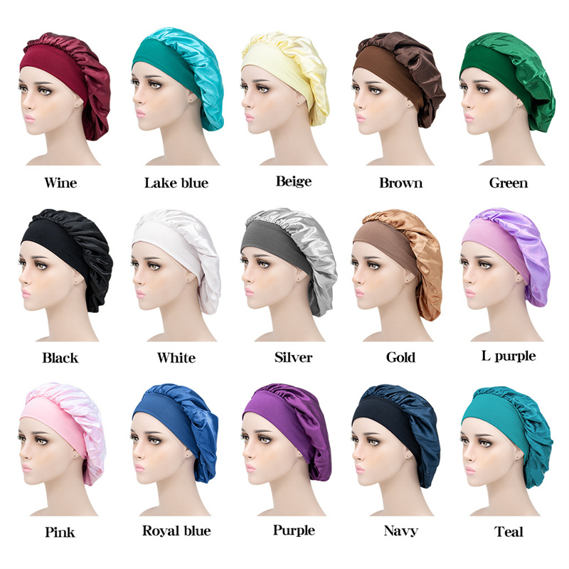 Luxury Designer Solid Color Satin Sleeping Hat Night Sleep Cap Hair Care Bonnet Nightcap For for woman Women Men Unisex Caps 10Pcs Free Ship