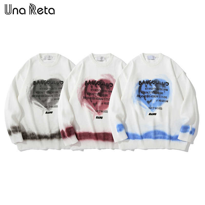 Una Reta Sweater Men Hip Hop Tie-dye print Streetwear Men Casual Pullover Tops Autumn Winter Harajuku Men Loose Sweater 210929