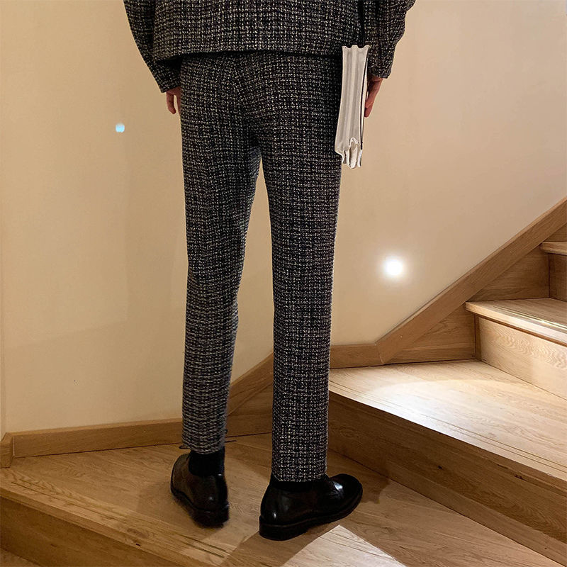 IEFB /men's wear straight casual suit pants for male spring ankle-length pants zipper pockets trousers 9Y3903 210524