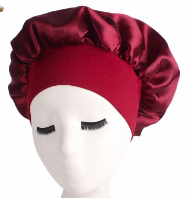 Newly Women's Satin Solid Sleeping Hat Night Sleep Hair Care Bonnet Nightcap For Women Men Unisex Cap bonnet de nuit GC559