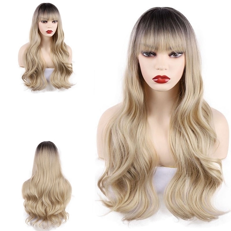 fiber chemical Wig women's Qi bangs big wave golden long curly wig set, Blonde
fiber chemical Wig women's Qi bangs big wave golden long curly wig set, Blonde