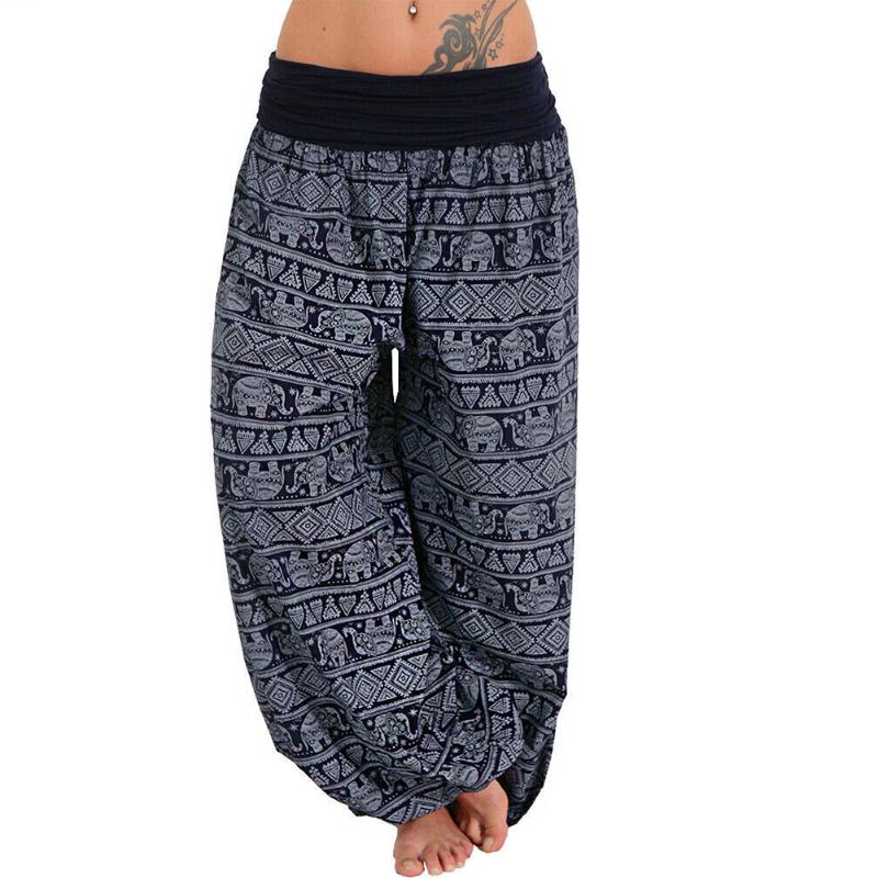 Elephant Print Dance Harem Pants Women Elastic Low Waist Loose Casual Soft Plus Size Trousers Pantalon Femme Women's & Capris