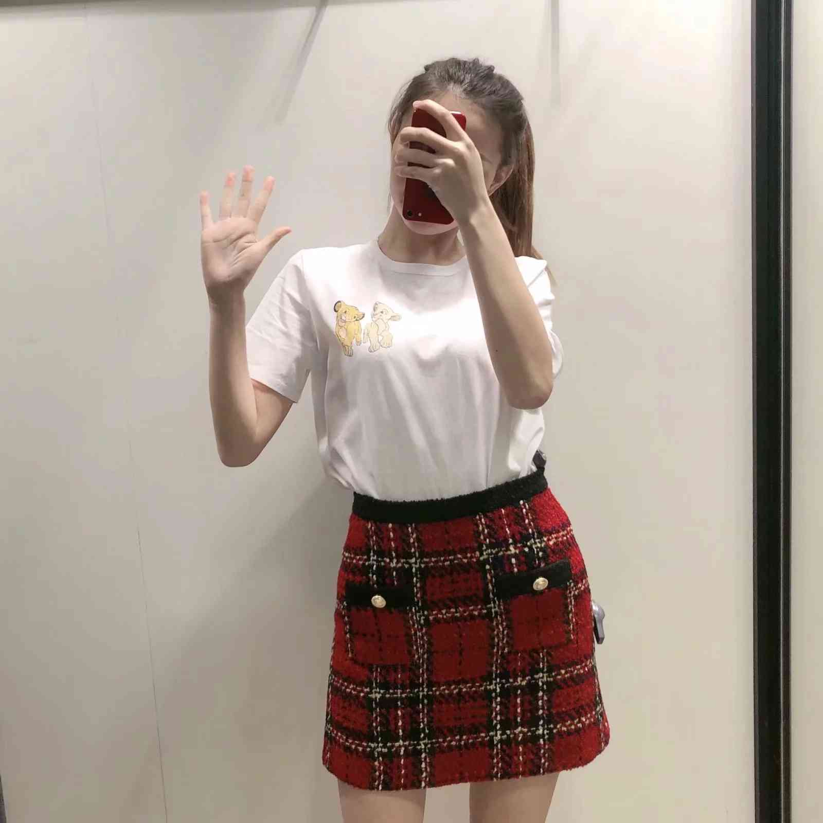 Vintage blazer skirt two piece set women elegant red tweed +plaid casual party club outfits 210521